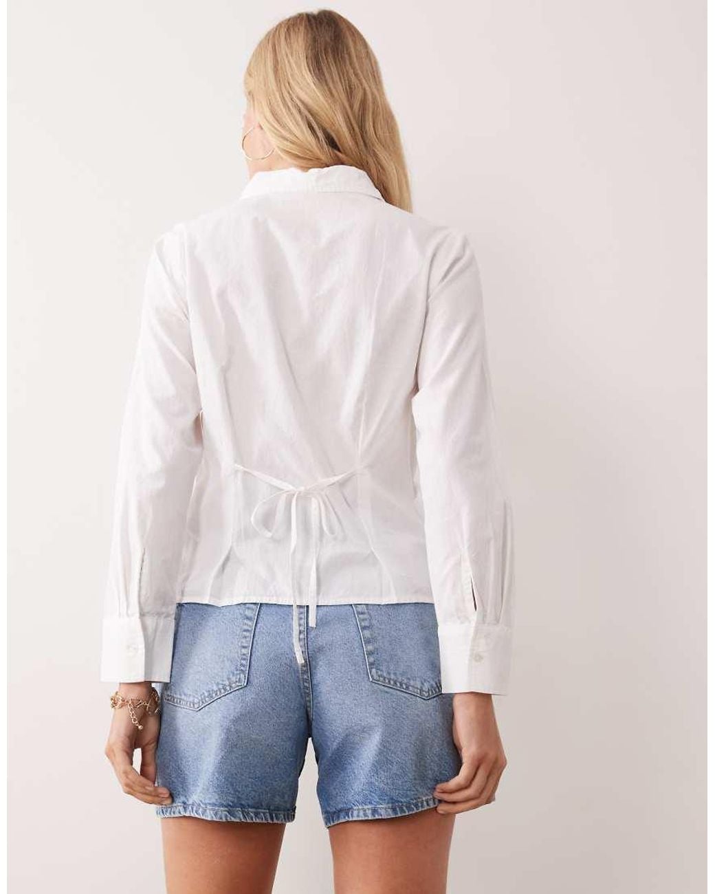 Mango Blue Teen Cinched Waist Shirt