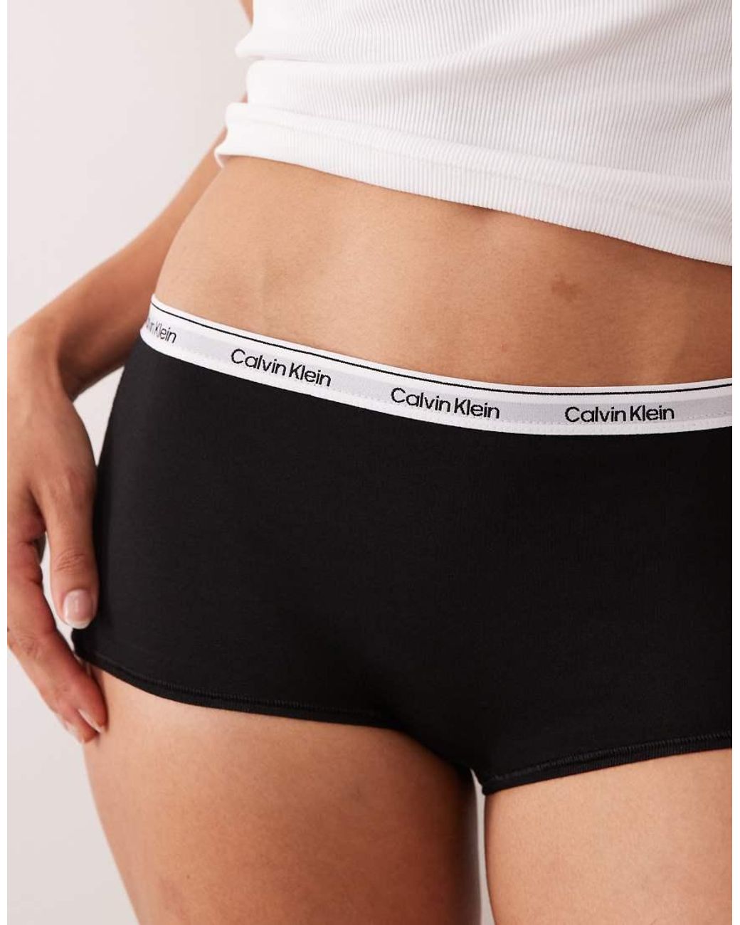 Calvin Klein Black Modern Logo Mid-rise Boy Short