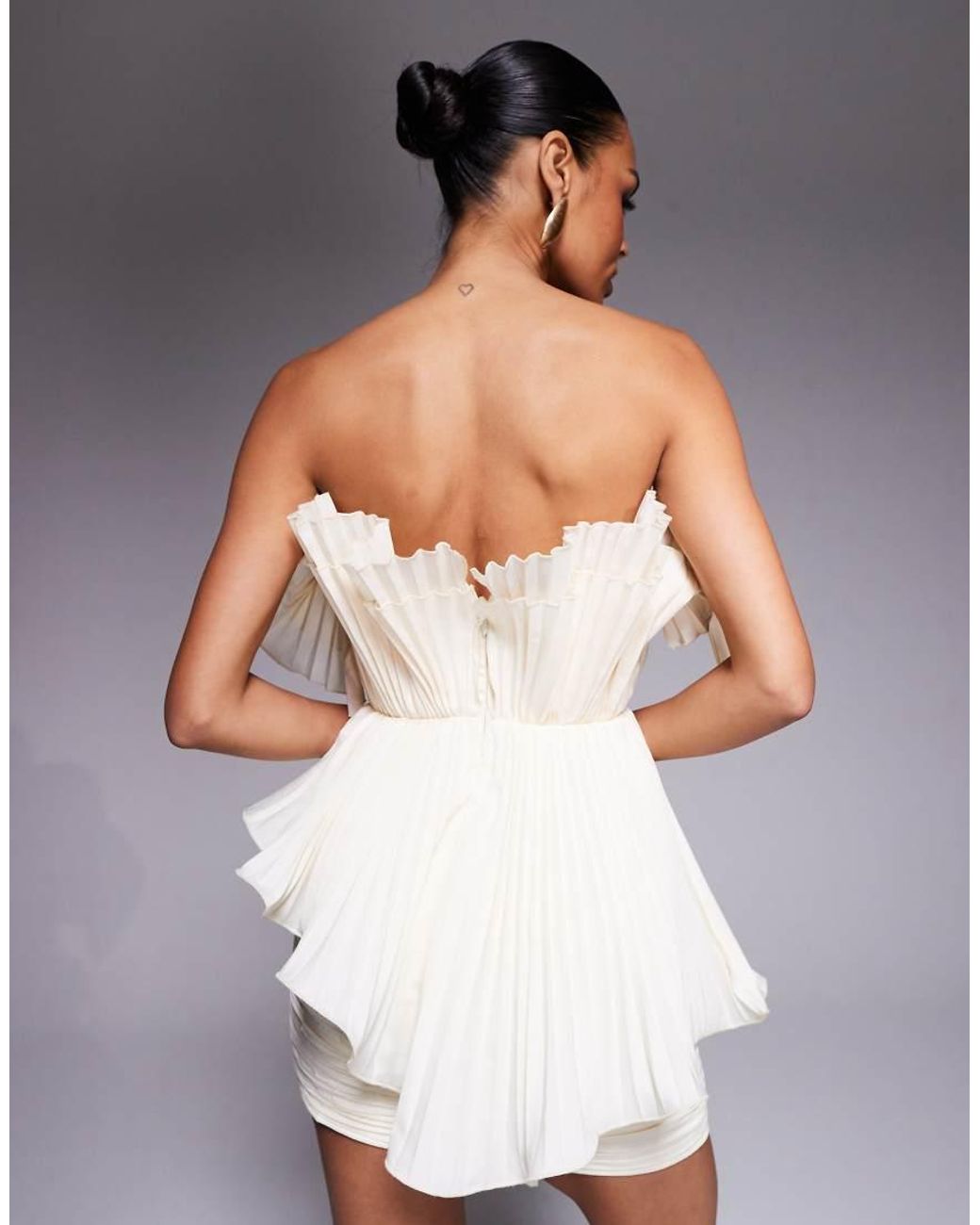 ASOS Gray Structured Textured Bandeau Mini Dress