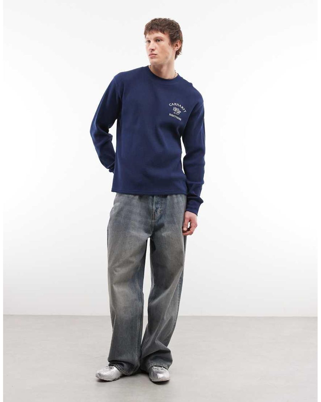 Carhartt Blue Eightynine Long Sleeve Waffle T-shirt for men