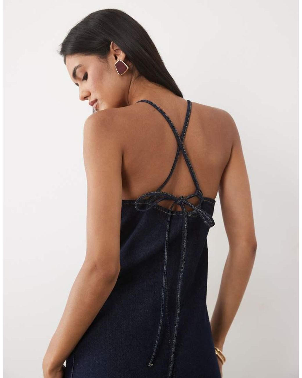 ASOS Blue Square Neck Denim Maxi Dress