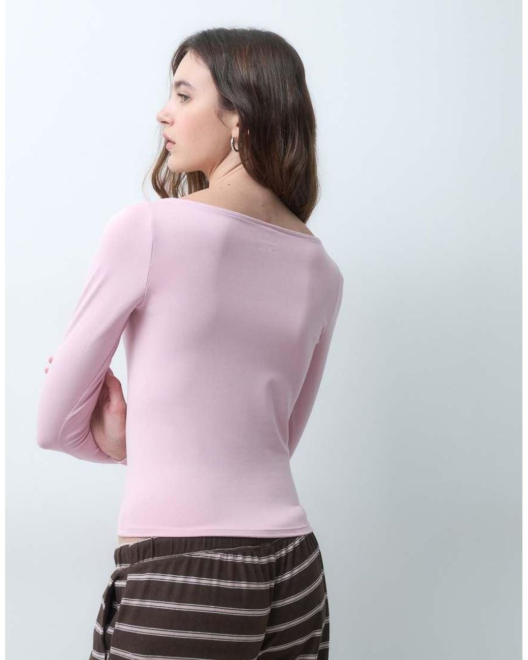 Hollister Purple Long Sleeve Seamless Scoop Neck Top