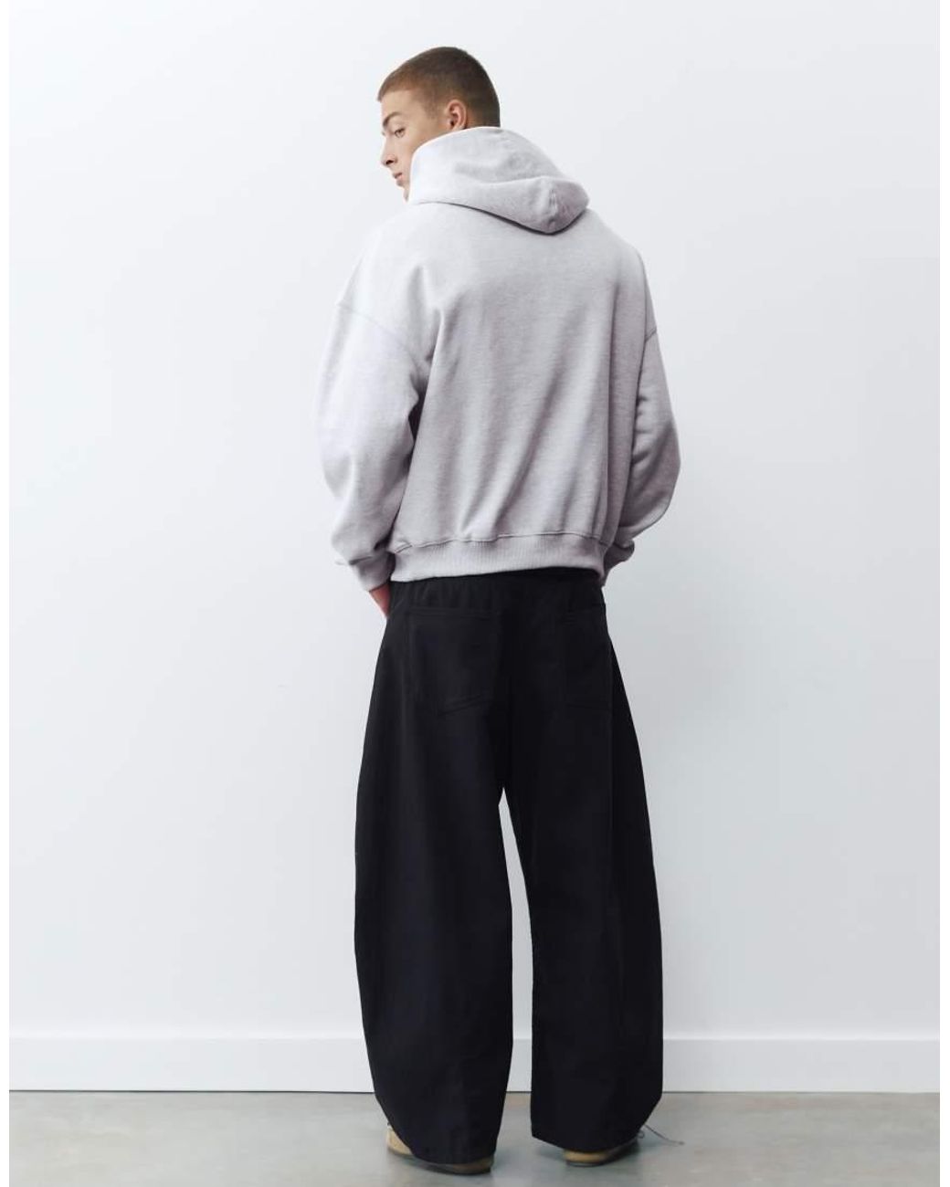 Pull&Bear Gray Boxy Fit Hoodie for men