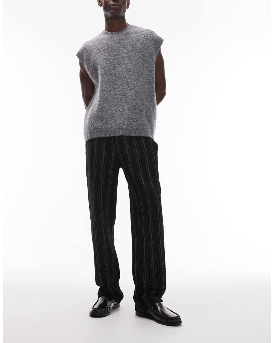 Topman Black Straight Fit jogger With Textured Stripe for men