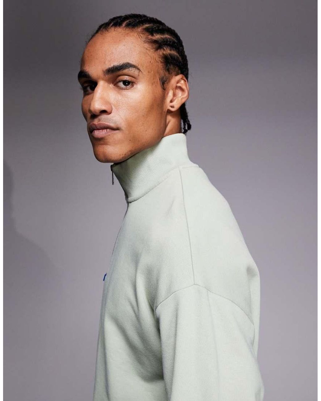 HUGO Gray Hugo Neeler Half Zip Sweatshirt for men