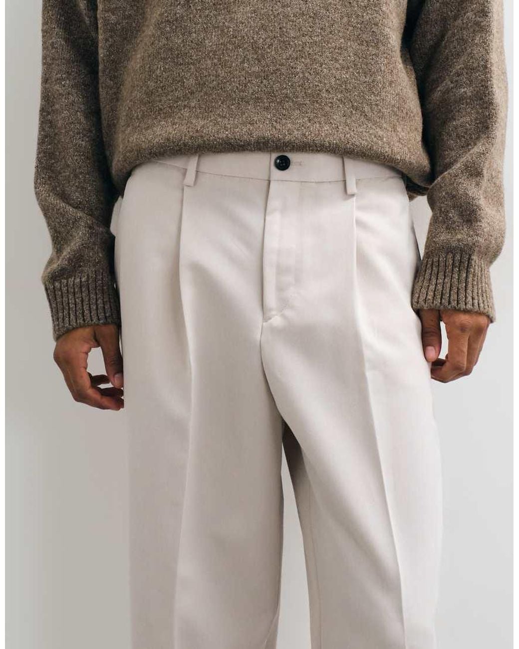 ASOS Gray Tailored Pleated Wide Leg Trousers for men