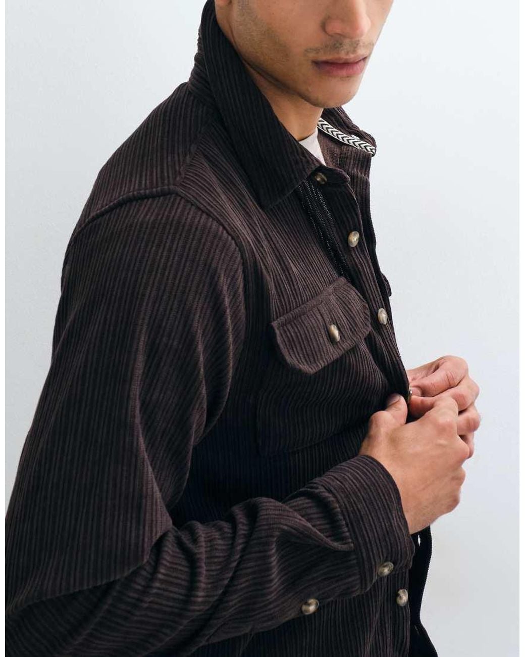 Brave Soul Black Studio Cord Shirt for men