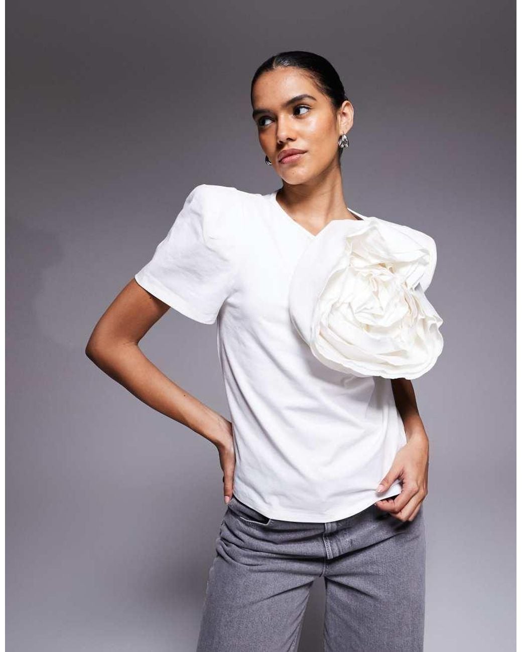 ASOS Gray Premium Corsage T-shirt