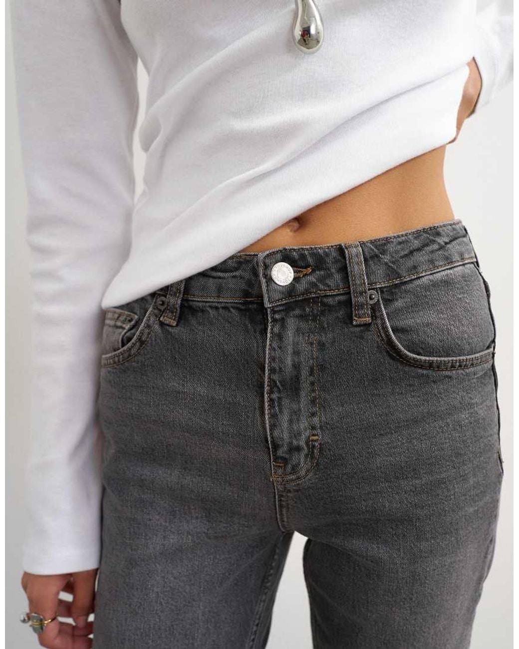 TOPSHOP White Orson Mid-rise Comfort Straight Jeans