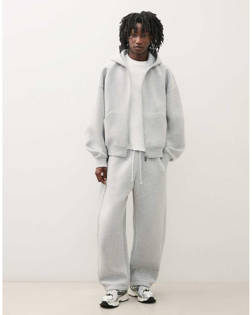 Bershka Gray Technical Zip-through Hoodie for men