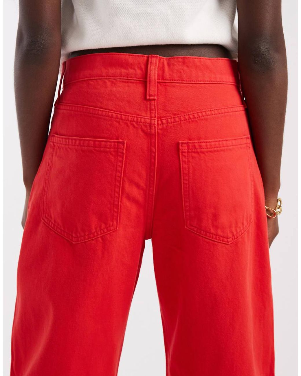Gap Red Cotton Barrel Leg Jeans