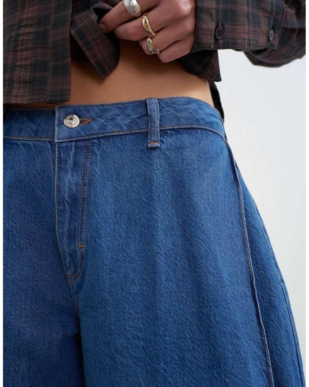 TOPSHOP Blue Side Pleat Cocoon Jean