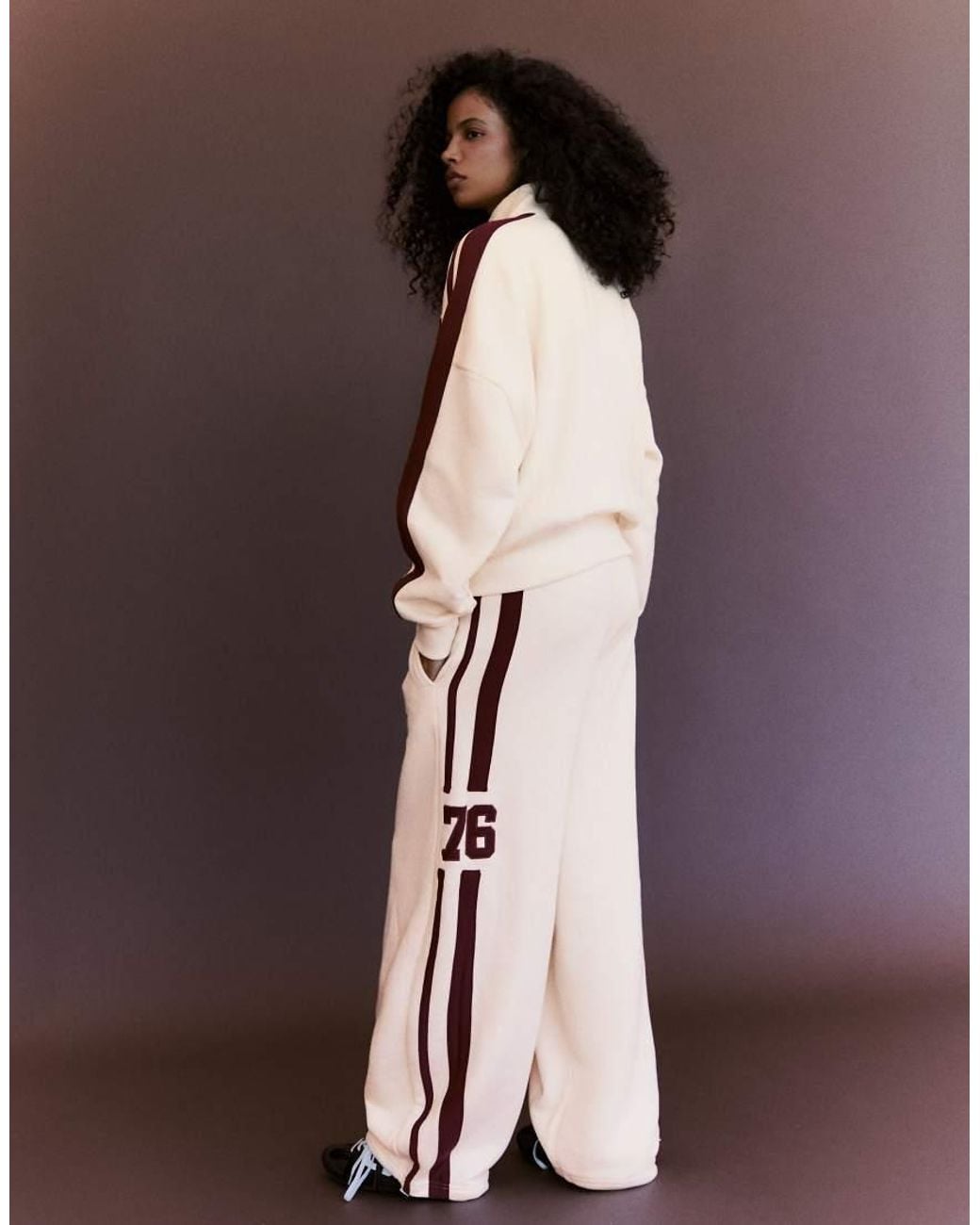 Bershka Pink Plush Zip-Up Sweatshirt With Patch