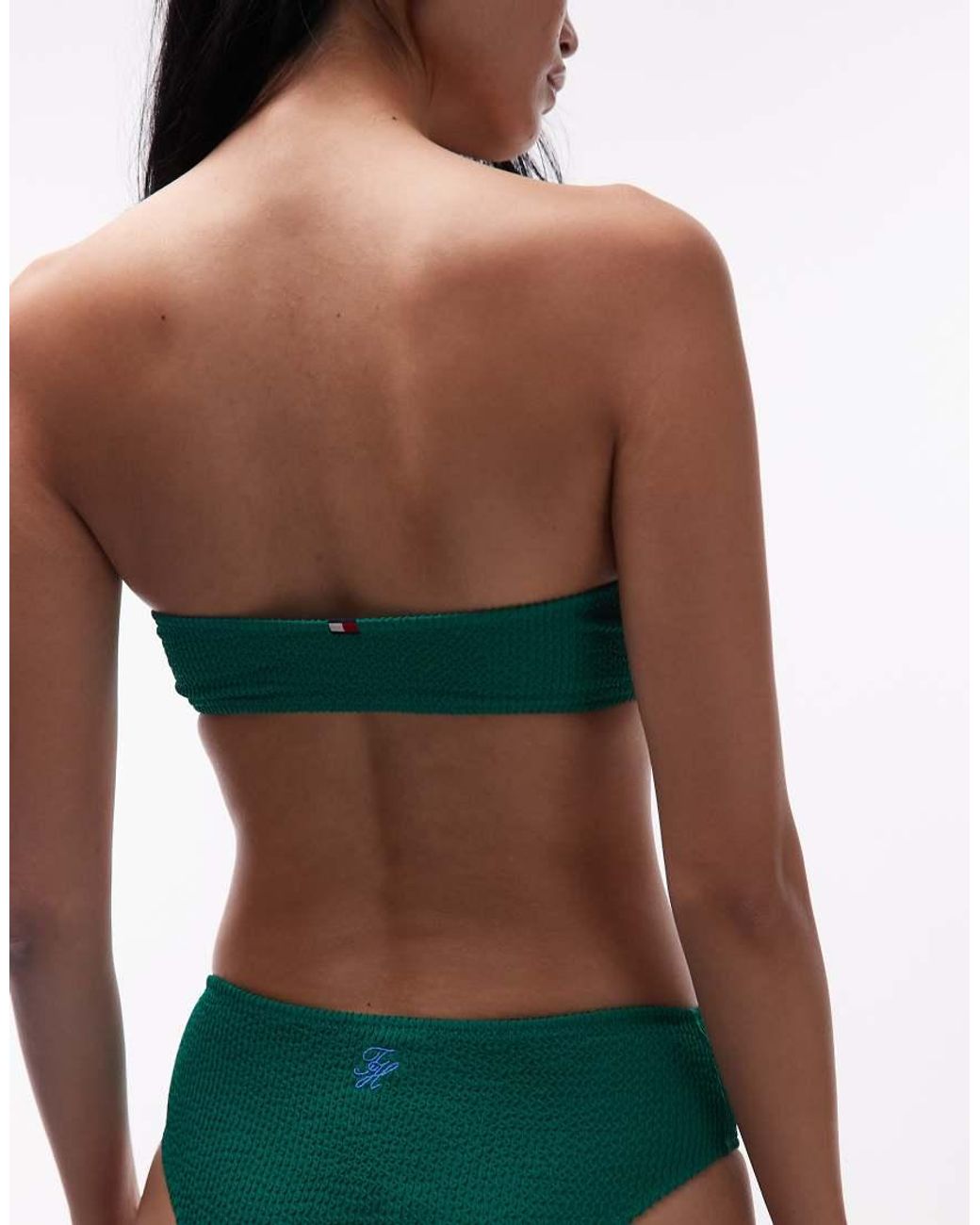 Tommy Hilfiger Green Resort Crinkle Bandeau Bikini Top