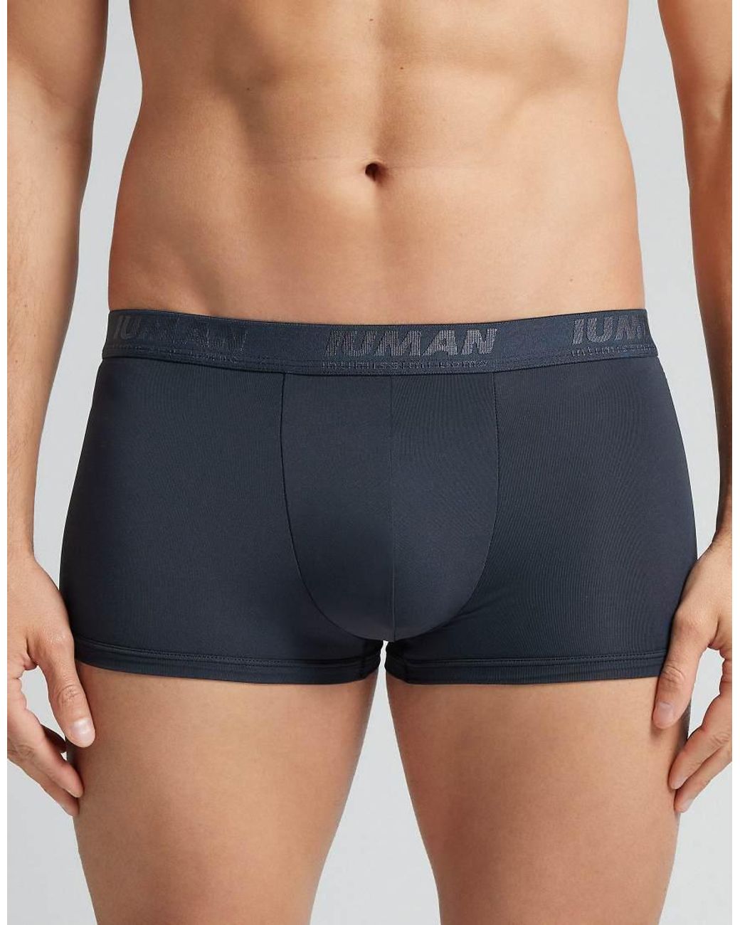 Intimissimi Blue Microfibre Boxers With Logo for men