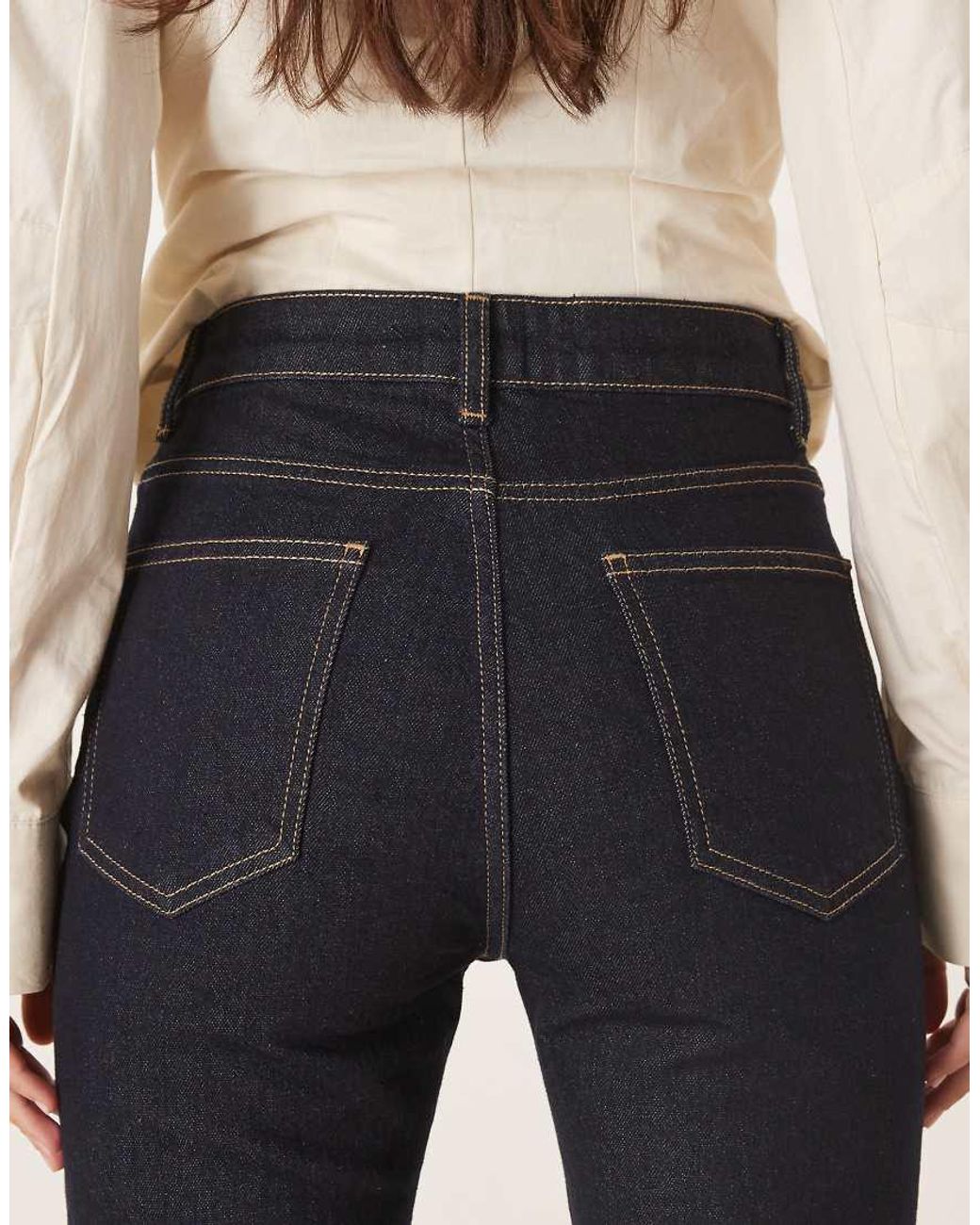 ASOS Natural High Rise Slim Straight Ankle Grazer Jean