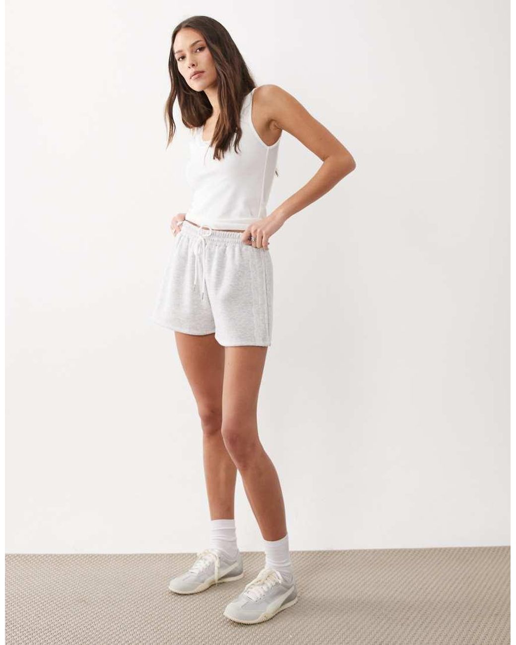 ASOS White Lace Side Stripe Draw String Shorts