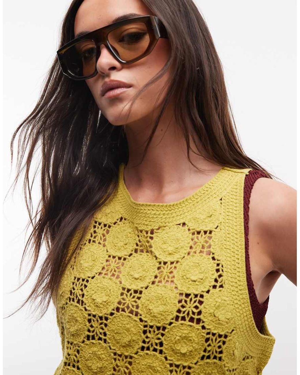 ASOS Yellow 3d Crochet Floral Mini Dress