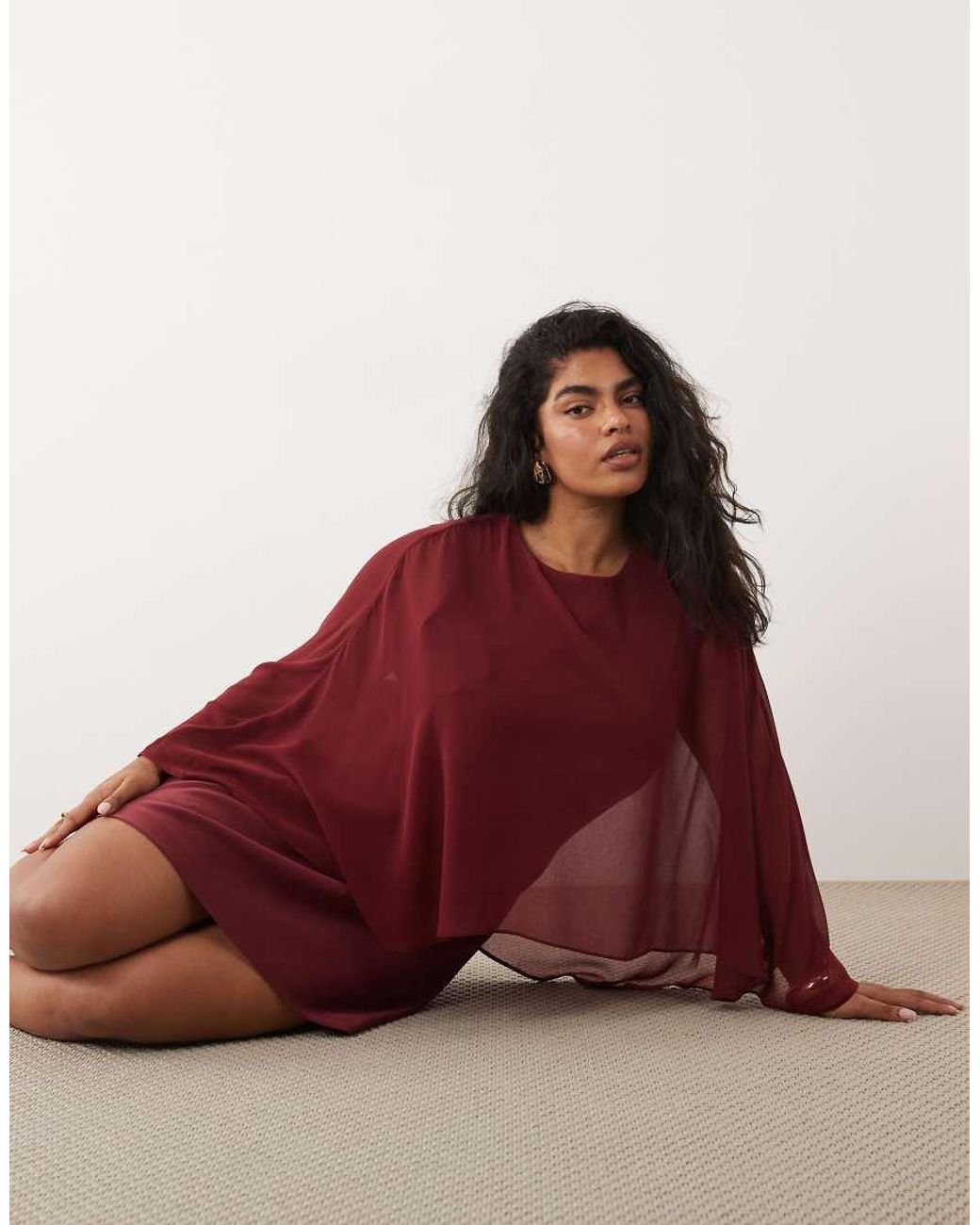 Forever New Red Chiffon Cape Detail Mini Dress
