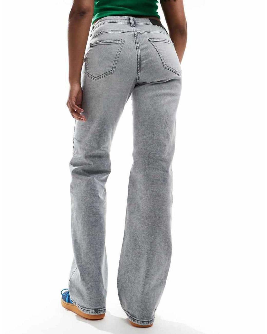 Noisy May Gray Yolanda Mid Rise Straight Leg Jeans
