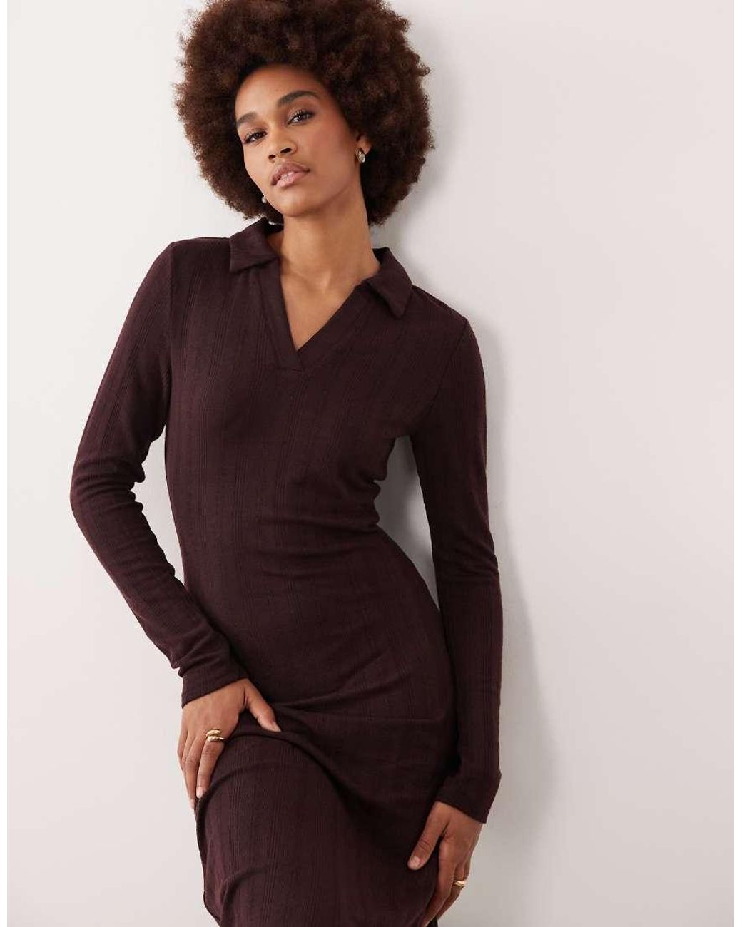 JDY Tall Purple Knitted Polo Maxi Dress