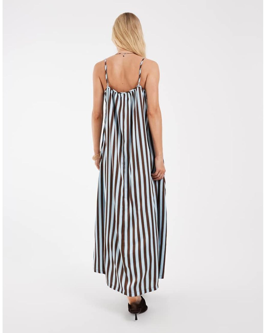 Object White Vertical Stripe Cami Maxi Dress
