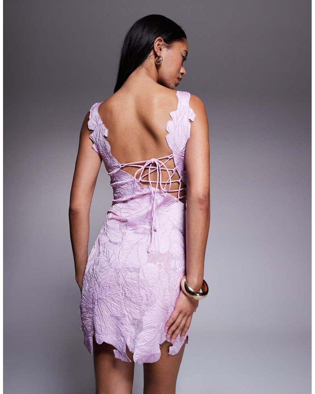 ASOS Purple Lace Cutwork Embroidered Mini Dress