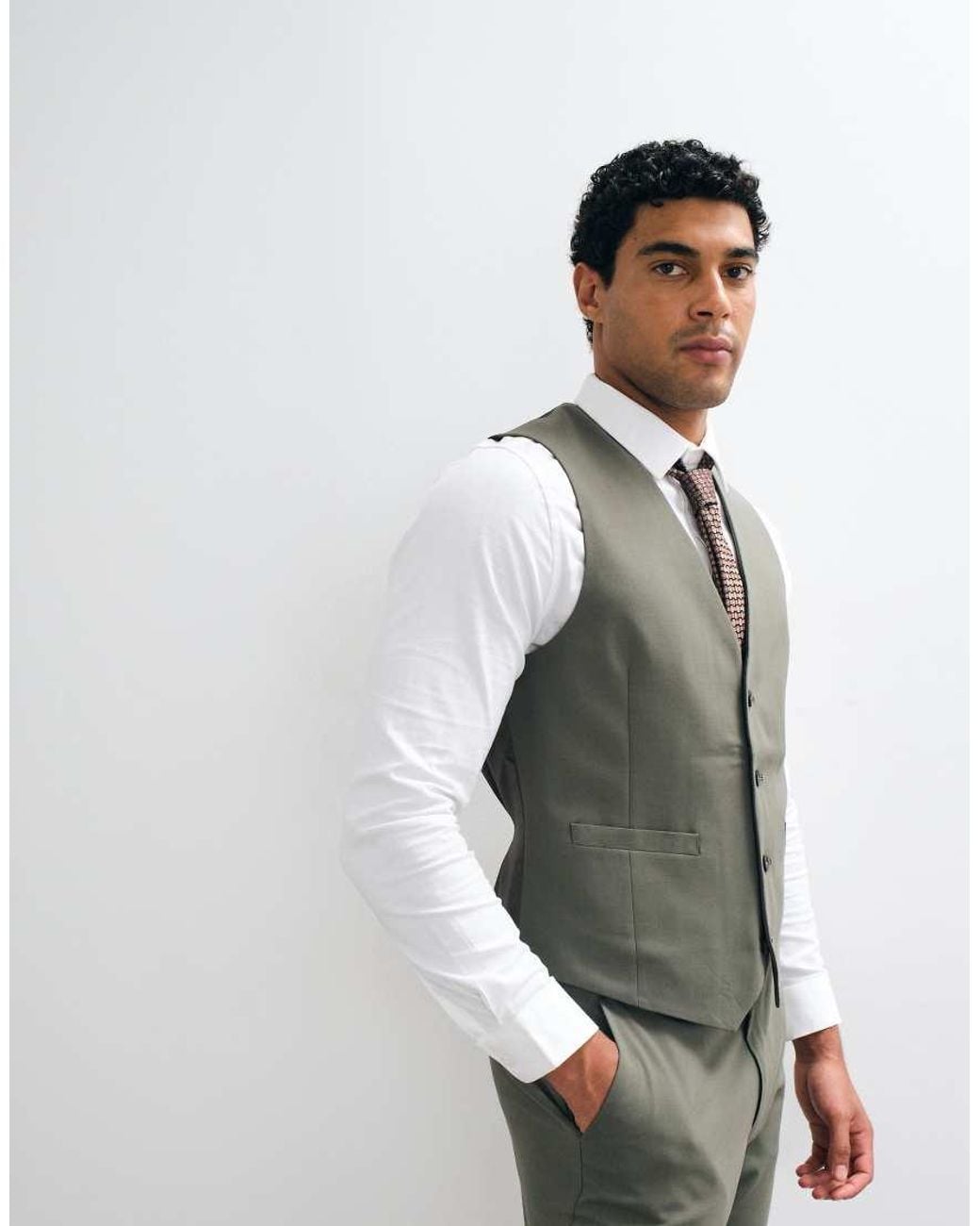 ASOS Gray Slim Suit Waistcoat for men