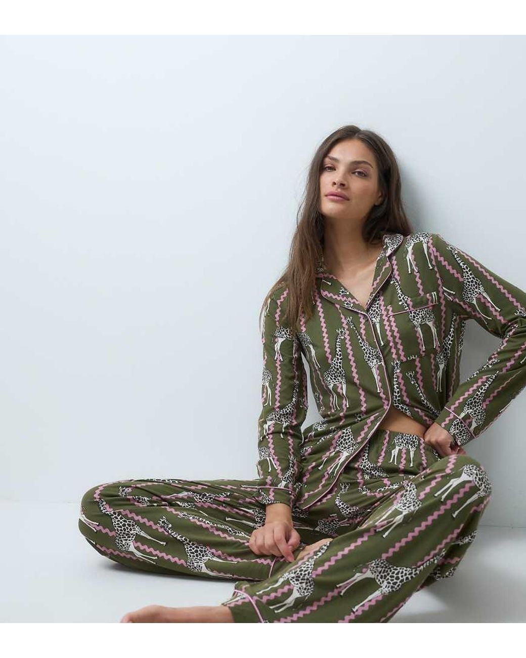Chelsea Peers Green Super Soft Button Up Pyjama Set