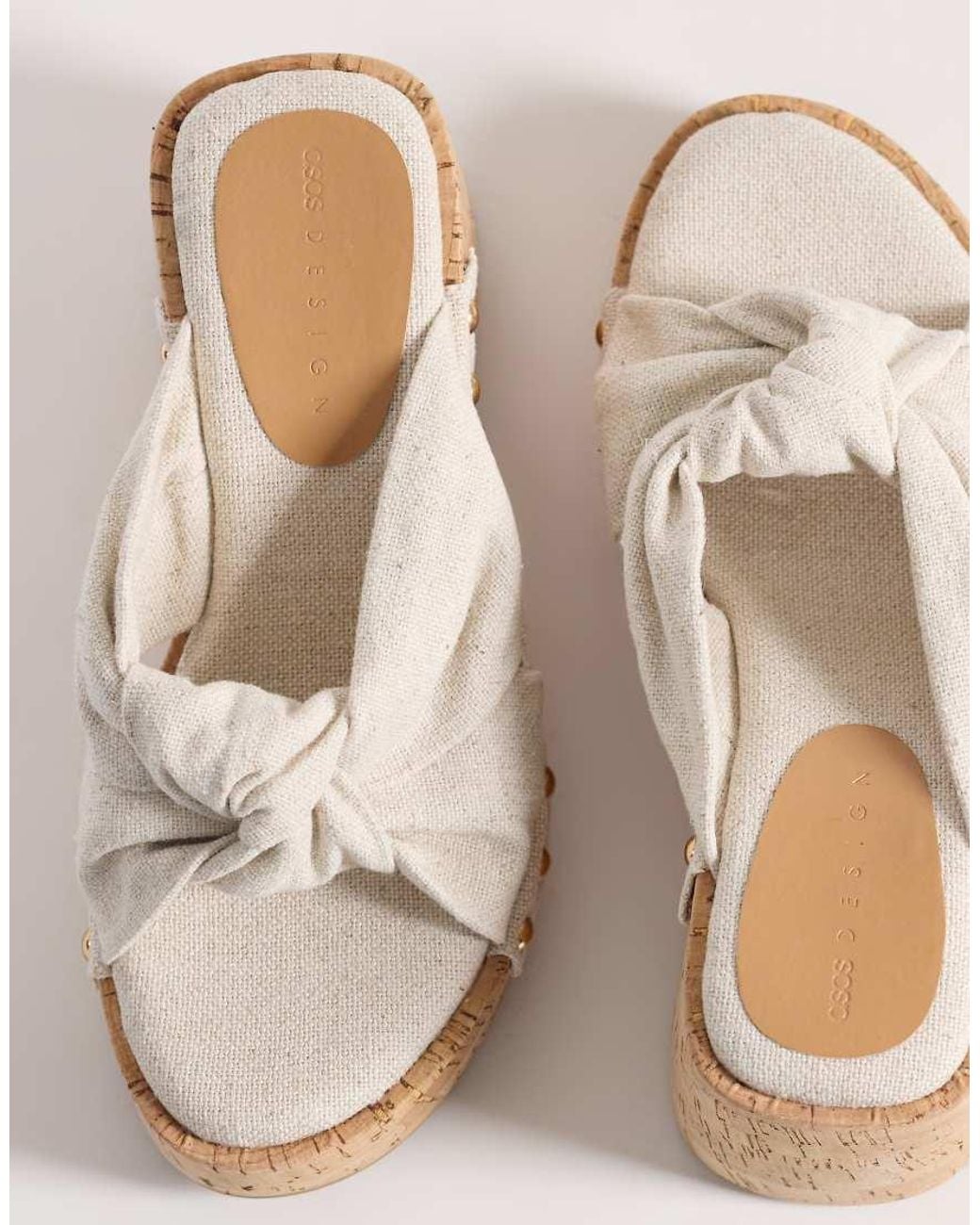 ASOS Natural Tulip Wedges With Twist Detail