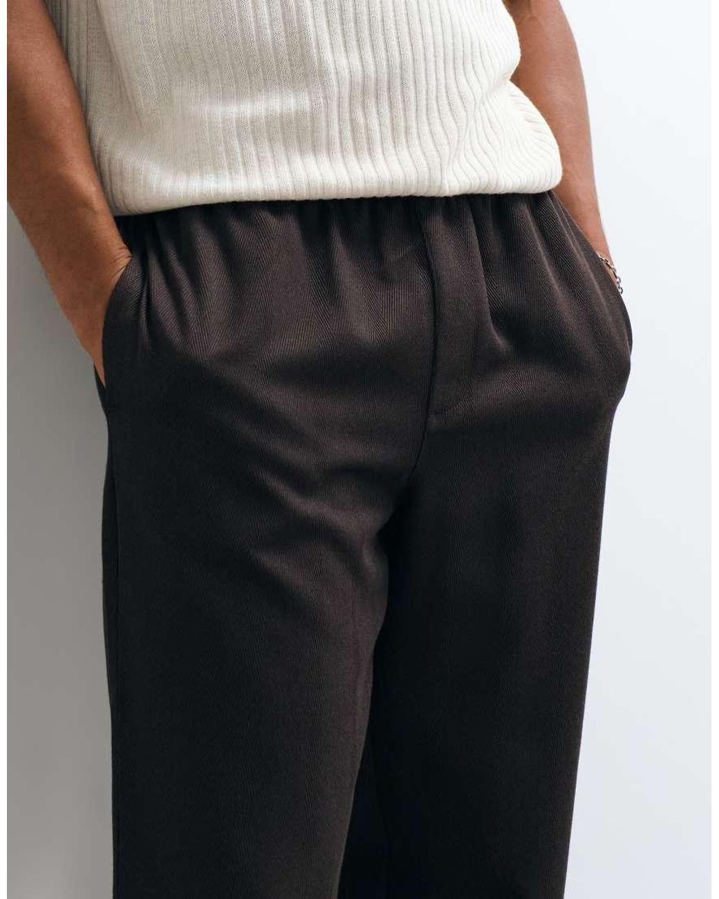 ASOS Gray Straight Herringbone Trouser for men