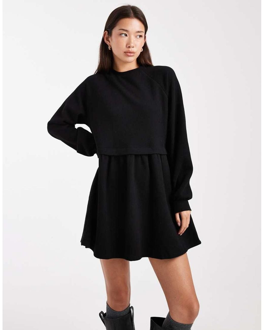 Miss Selfridge Black Super Soft Brushed Smock Dress
