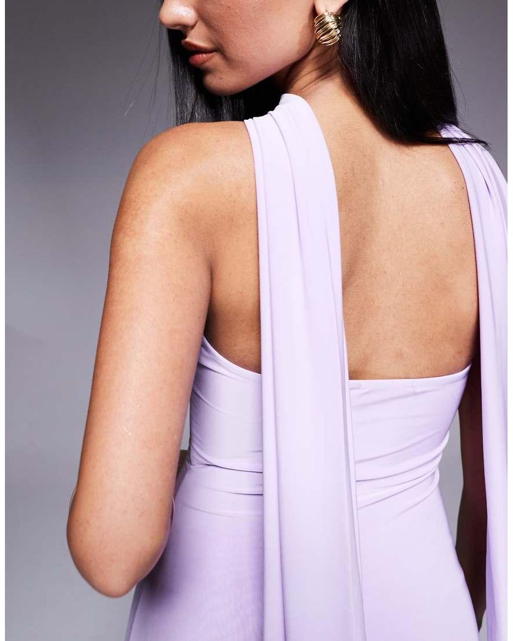 Fashionkilla Purple Double Sculpted Slinky Scarf Detail Maxi Dress