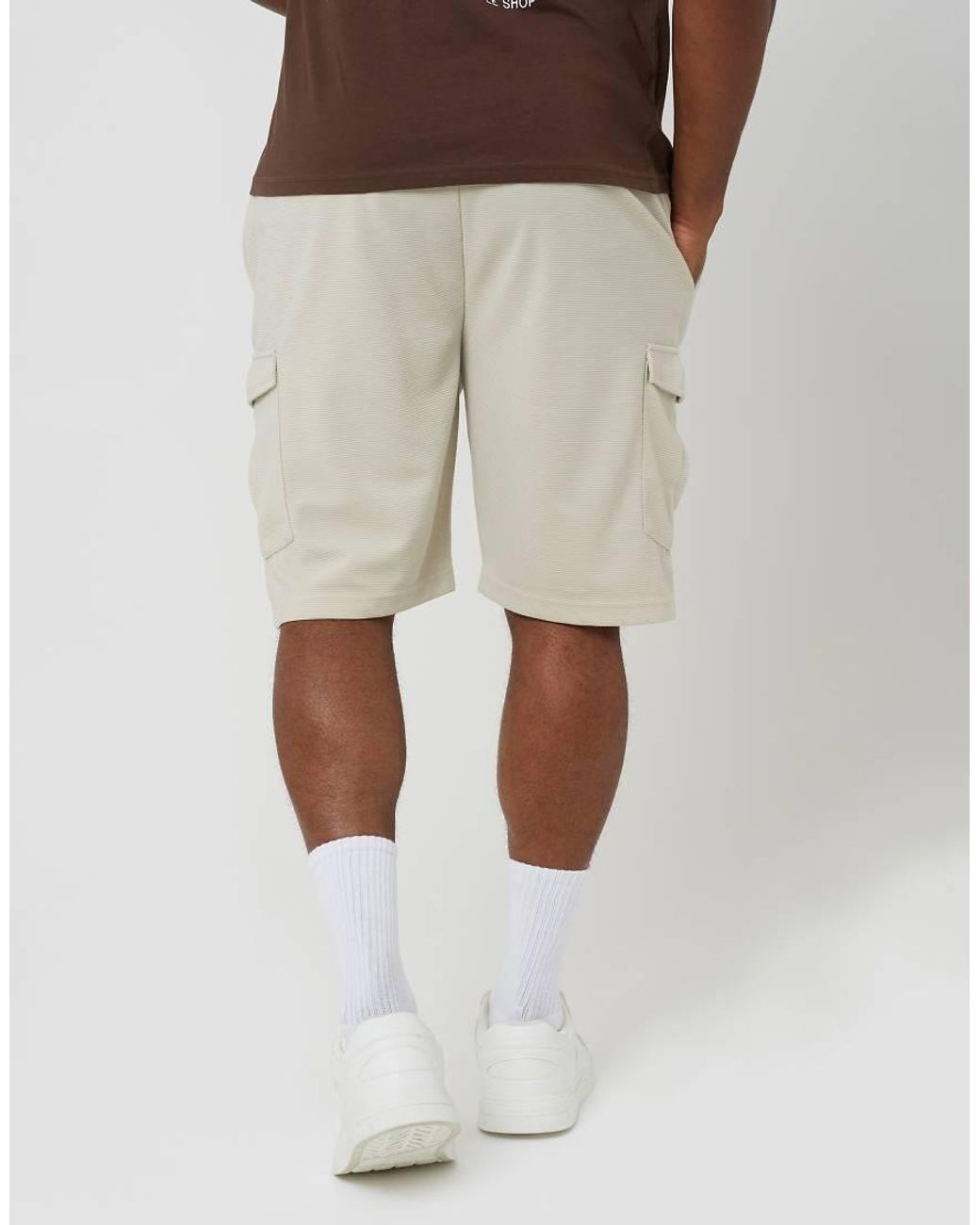 Brave Soul Natural Textured Cargo Shorts for men