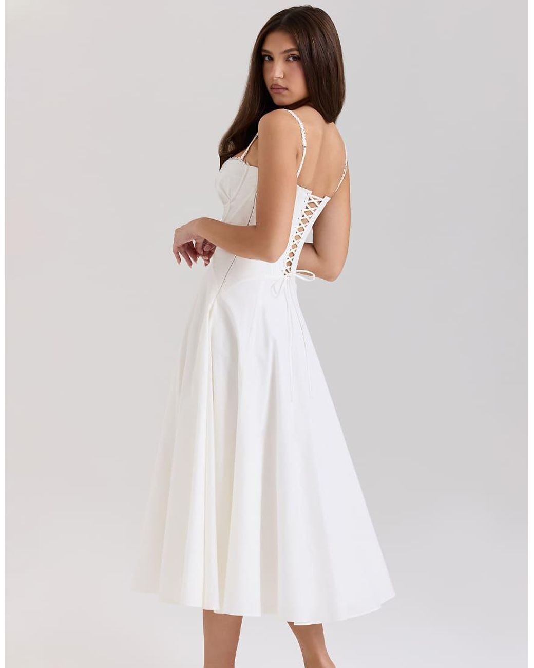 House Of Cb White Steffani Cotton Midi Sundress