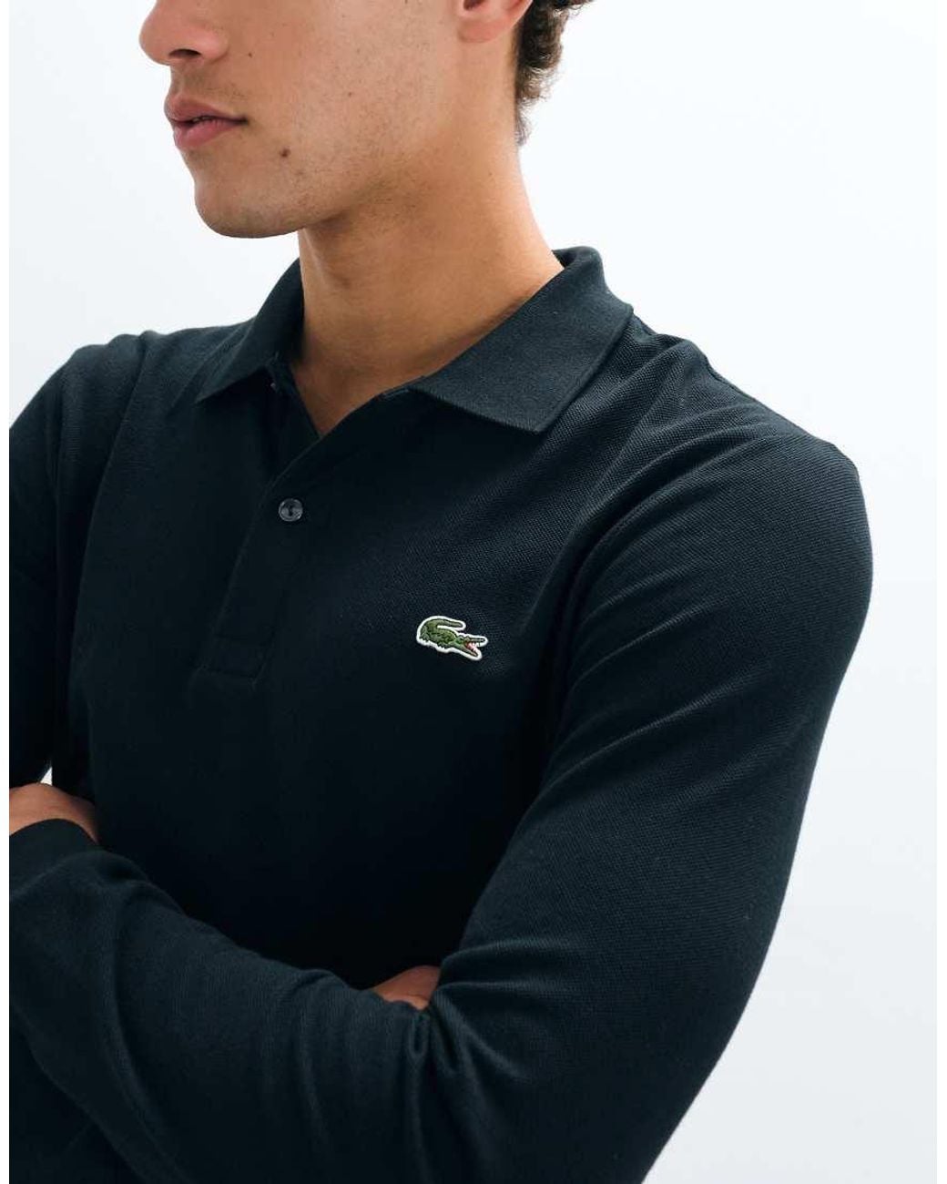 Lacoste Blue Long Sleeve Logo Polo Shirt for men