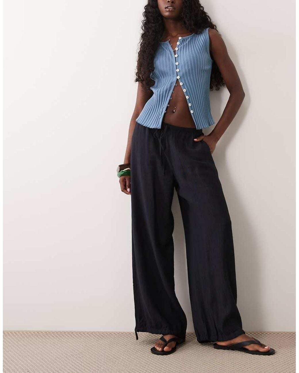 Abercrombie & Fitch Blue Crinkle Balloon Fit Trousers