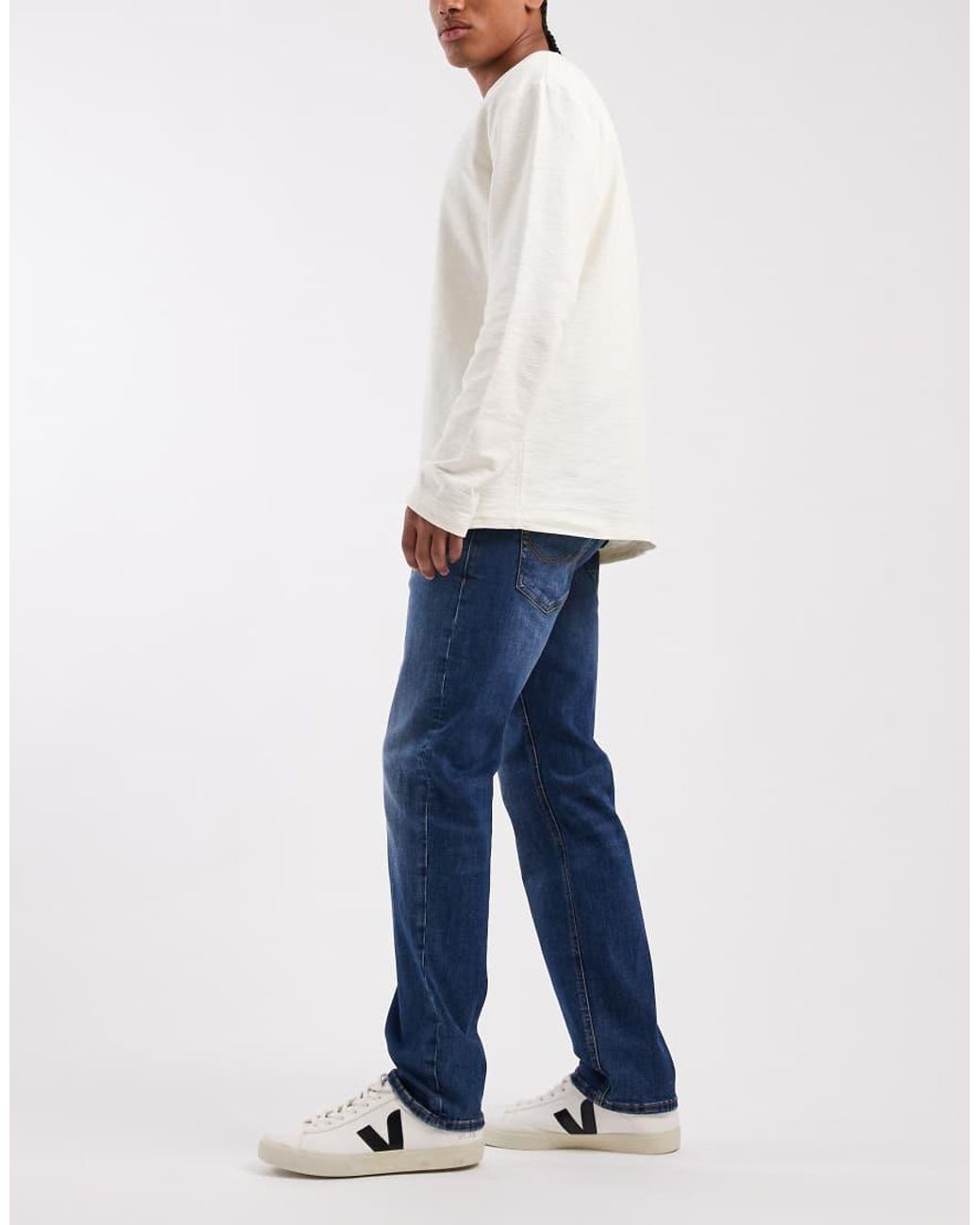 Jack & Jones White Mike Tapered Jeans for men