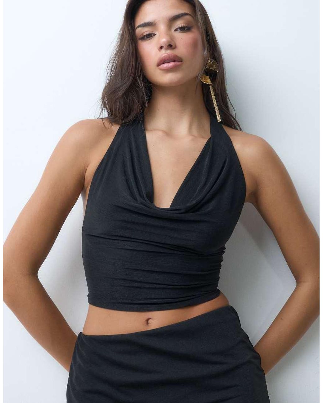 Missy Empire Blue Halterneck Mesh Top Co-Ord