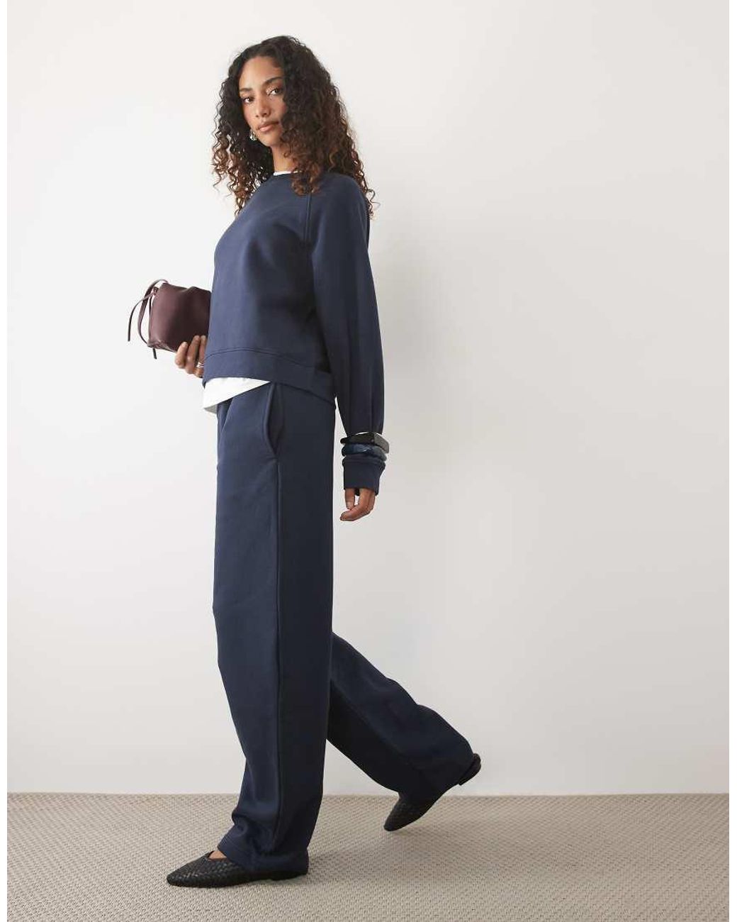 ASOS Blue Asos Design Tall Barrel Leg Brushback joggers