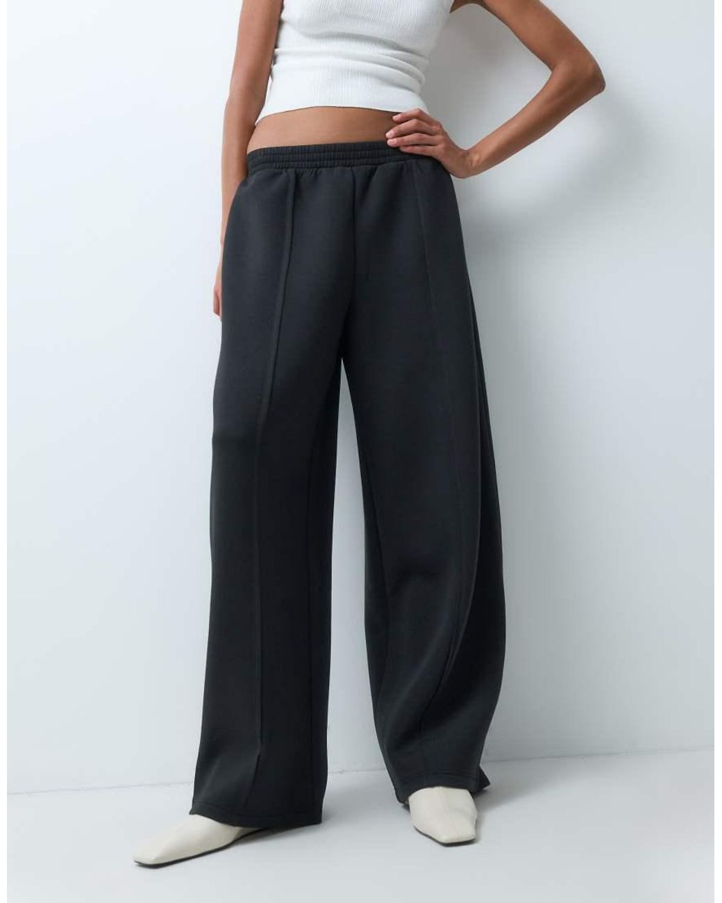 ASOS Black Wide Leg Jogger With Pleat Detail