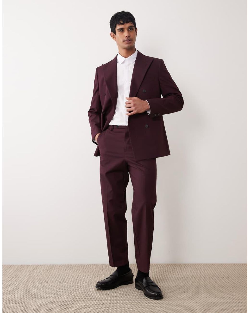 ASOS Red Relaxed Tape Suit Pants for men