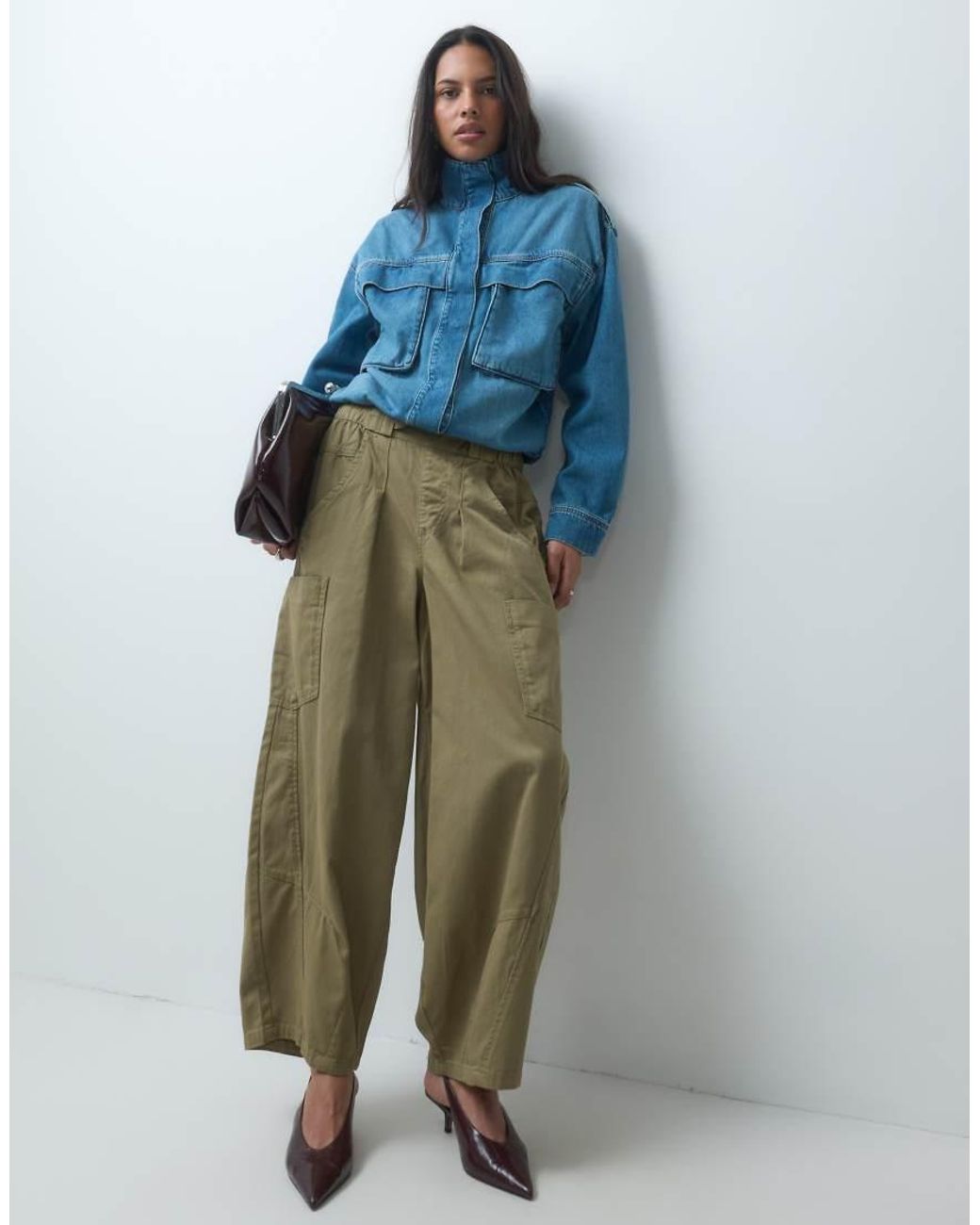 ASOS Blue Funnel Neck Bubble Hem Jacket Co-Ord
