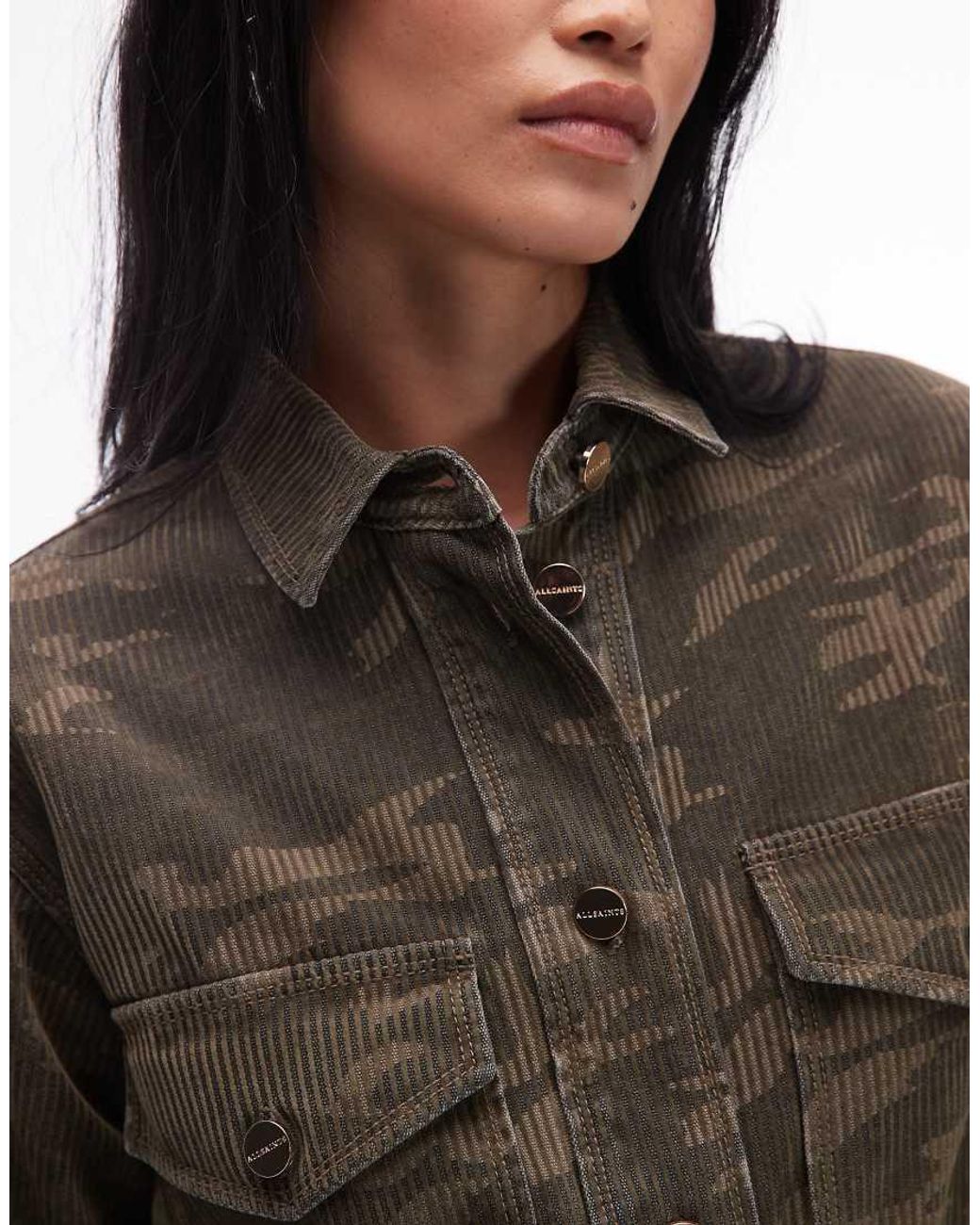 AllSaints Black Faye Camo Flocked Dress