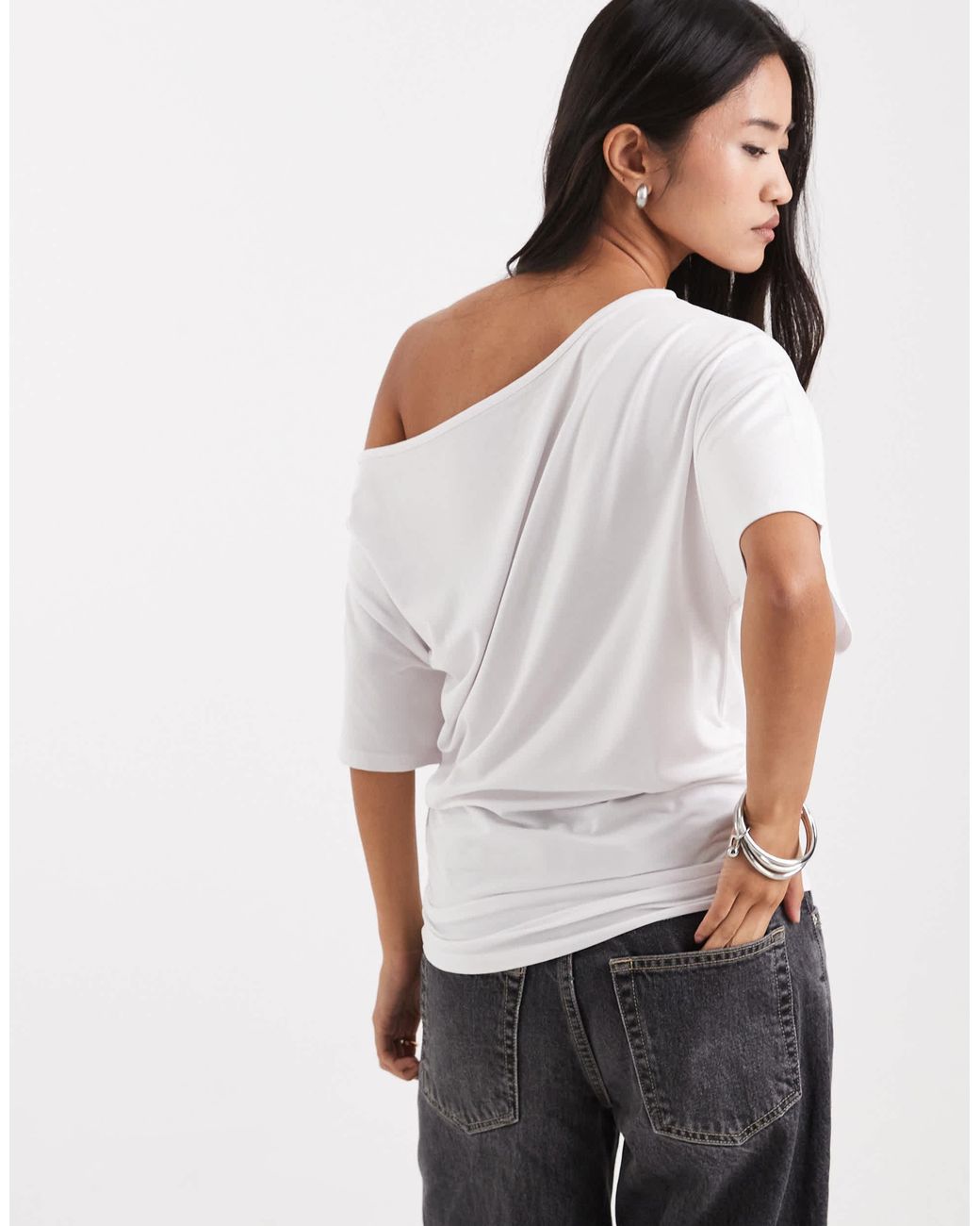 Collusion White Off Shoulder Drapey Top