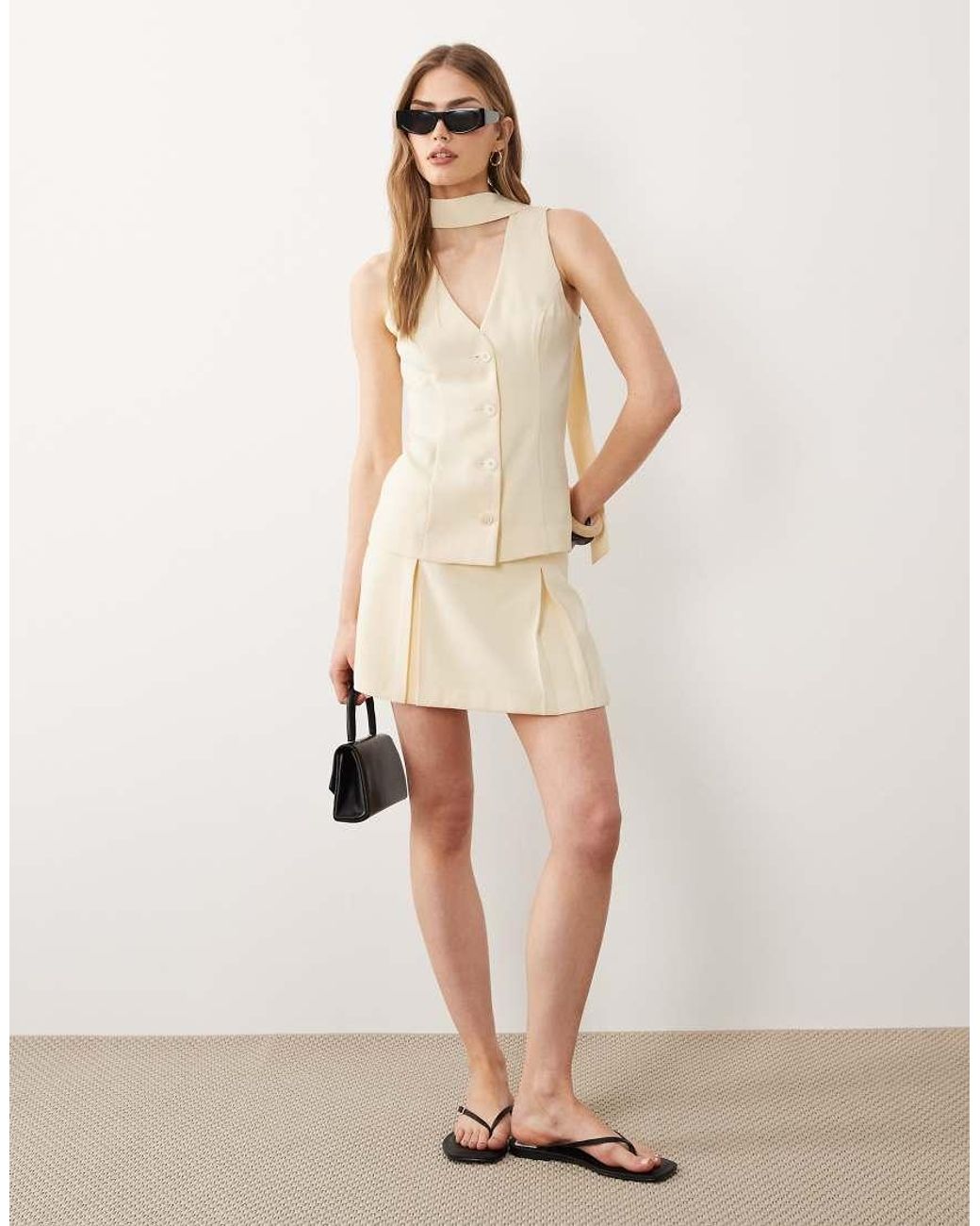 Miss Selfridge Natural Tailored Pleated Skort