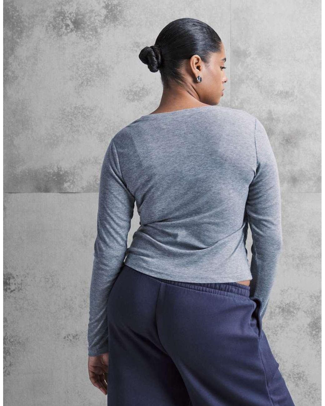 ASOS Gray Asos Design Curve Soft Jersey Drape Long Sleeve Top