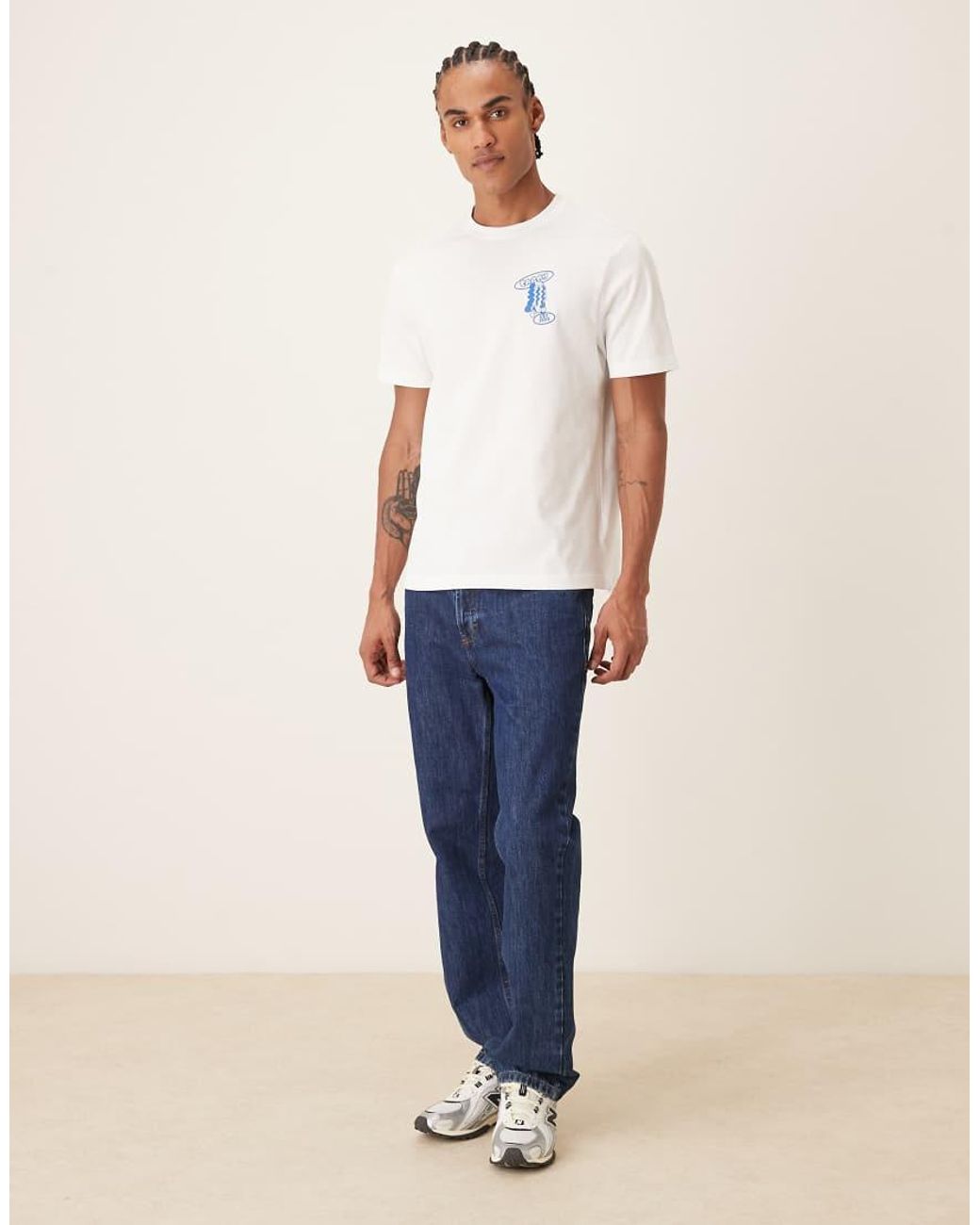 Farah White Tristan Short Sleeve Graphic T-shirt With Back Print for men