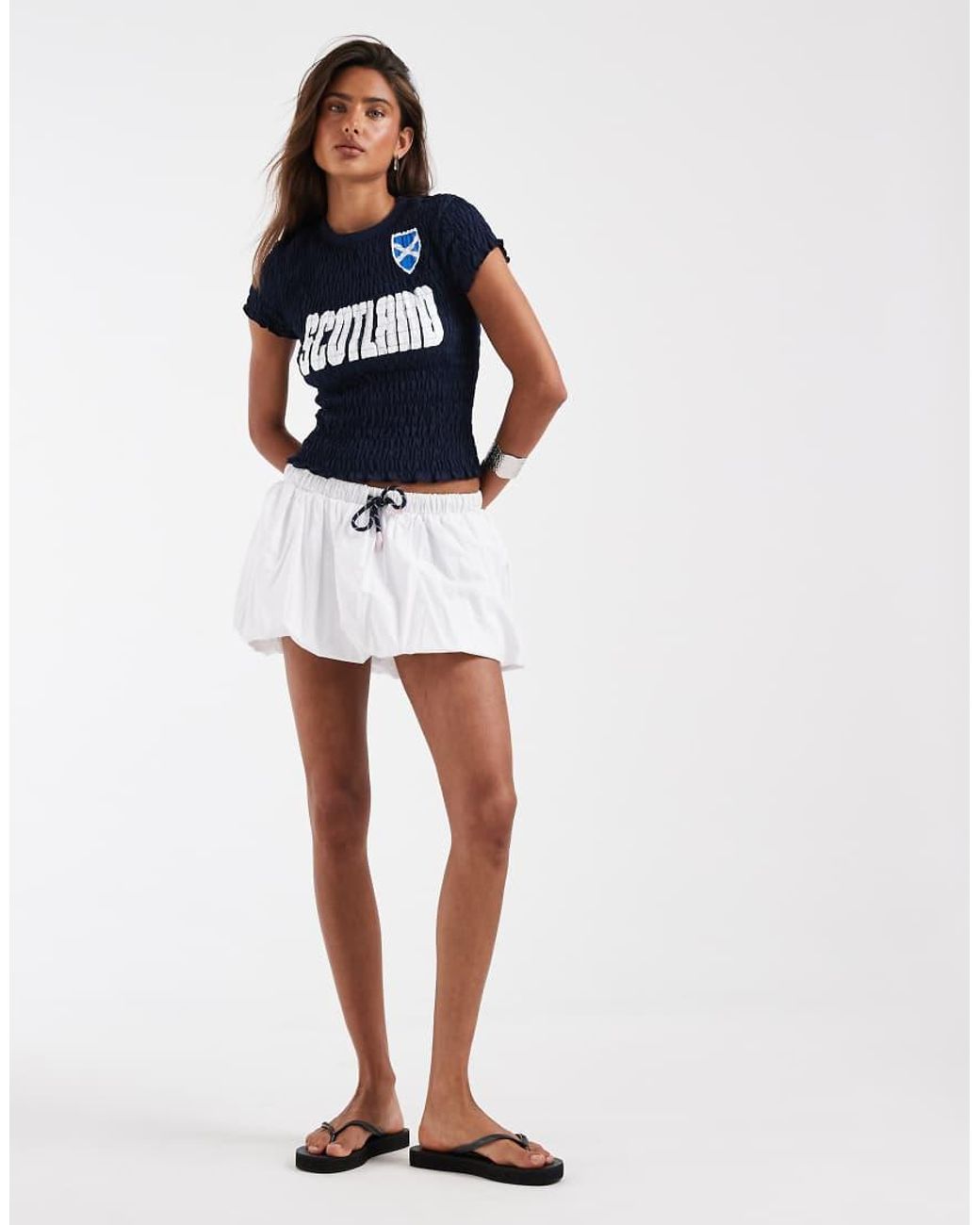 ASOS Blue Shirred Baby Tee With Scotland Football Graphic