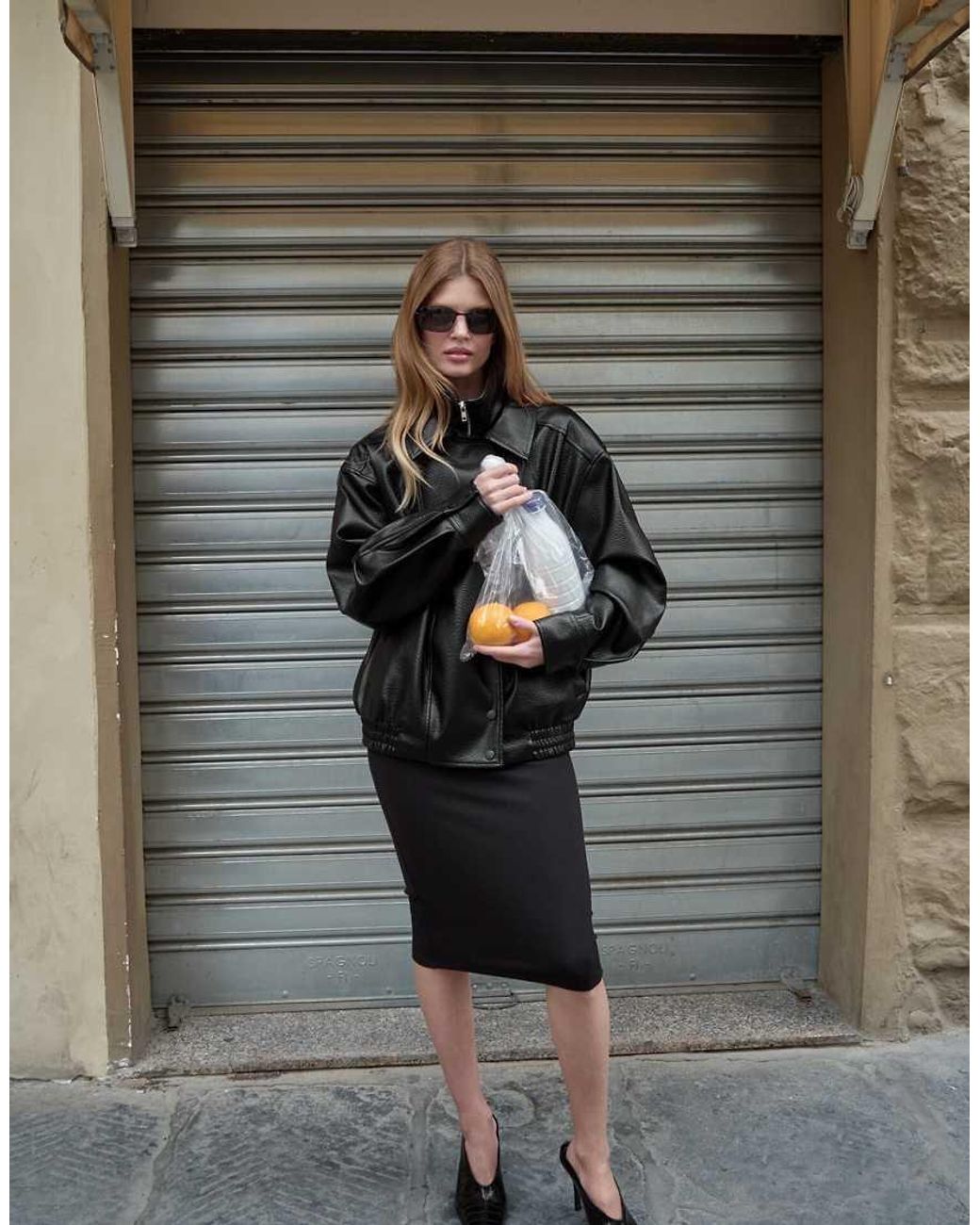 NA-KD Black High Neck Faux Leather Jacket